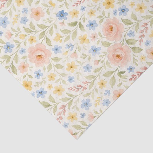 上品でみすぼらしいシックなフランスのフローラアートパターン 薄葉紙 (詳細)