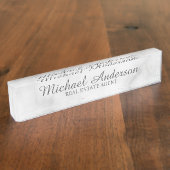 上品でエレガントで白い大理石 デスクネームプレート (側面)