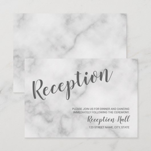 上品でエレガントな白大理石の結婚式の披露宴 招待状 (正面/裏面)
