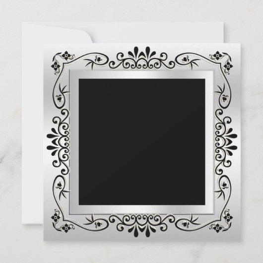 上品でシックな銀製の装飾的な組み立てられた第50誕生日 招待状 (裏面)