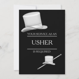 上品でスタイリッシュな銀製のシルクハットのリングの案内係 招待状