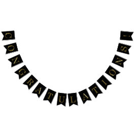 上品でフェイクな金ゴールドの金属のお祝いの黒 バンティングフラッグ