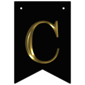 上品でフェイクな金ゴールドの金属のお祝いの黒 バンティングフラッグ (第1の旗)