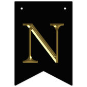 上品でフェイクな金ゴールドの金属のお祝いの黒 バンティングフラッグ (第3の旗)