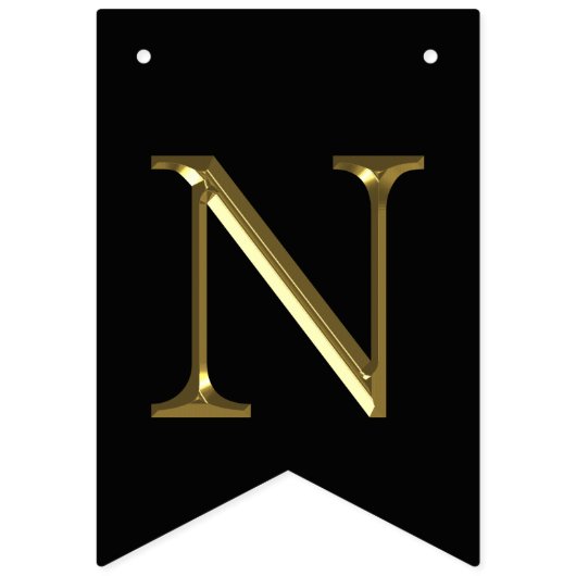 上品でフェイクな金ゴールドの金属のお祝いの黒 バンティングフラッグ (第3の旗)