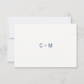 上品でモダンな濃紺及び白いRSVPメニュー結婚式 出欠カード (裏面)