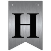 上品でモダンな銀および黒い誕生日の旗 バンティングフラッグ (第2の旗)