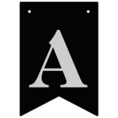 上品でモダンな銀および黒い誕生日の旗 バンティングフラッグ (第3の旗)