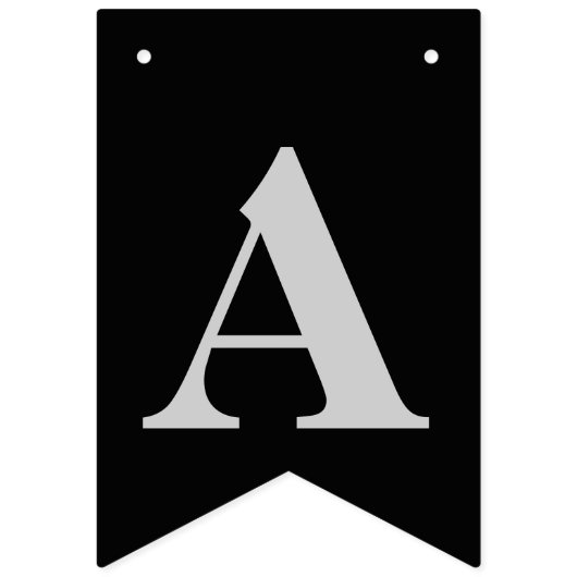 上品でモダンな銀および黒い誕生日の旗 バンティングフラッグ (第3の旗)