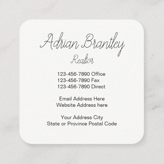 上品でユニークな不動産のテーマ スクエア名刺 (裏面)