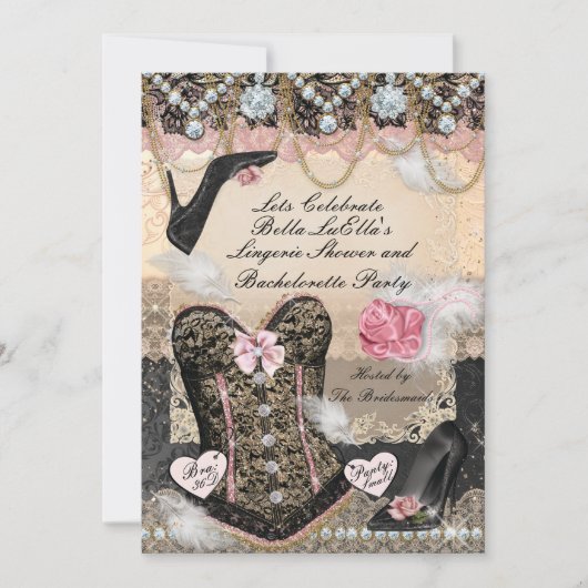 上品でランジェリーエレガントバチェロレッテ 招待状 (正面)