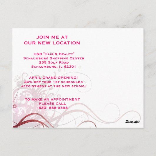 上品で及びエレガントな華麗さのサロンかスタイリストの郵便はがき ポストカード (裏面)