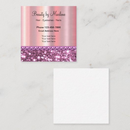 上品で派手なばら色の金ゴールドの一見 スクエア名刺 (正面/裏面)