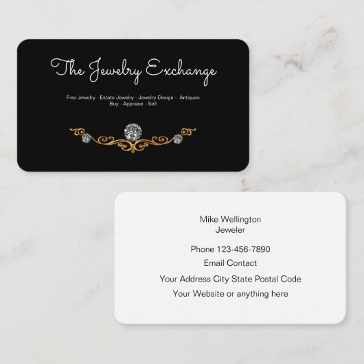 上品で派手な宝石屋 名刺 (正面/裏面)