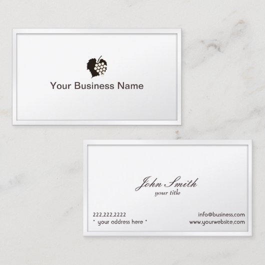 上品で白いボーダーブドウのワイナリーの名刺 名刺 (正面/裏面)