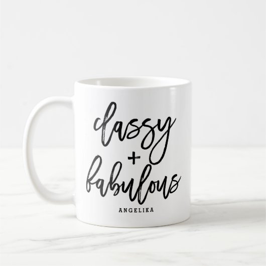 上品で素晴らしいブラシタイポグラフィスクリプトマグ コーヒーマグカップ (左)