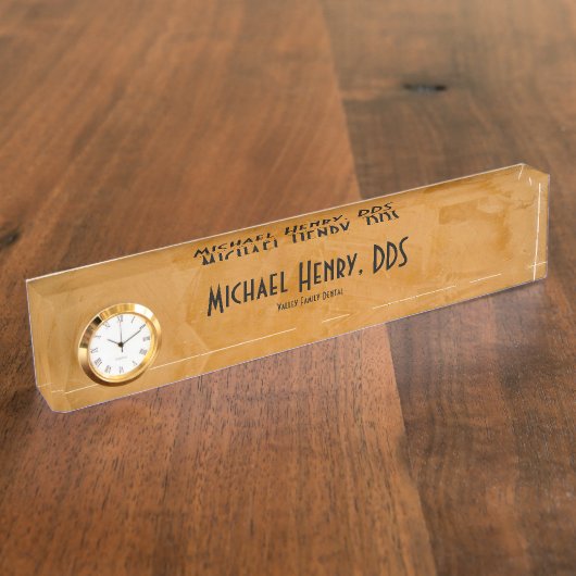 上品で素朴なオレンジ歯科医の机用ネームプレート デスクネームプレート (側面)