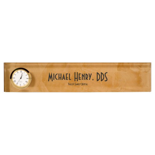 上品で素朴なオレンジ歯科医の机用ネームプレート デスクネームプレート (正面)