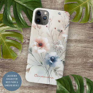 上品で繊細な水色の花 iPhone 11 PRO MAXケース