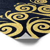 上品で華やかなネイビーブルーと金ゴールド冬の結婚式 ポスター (角)