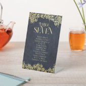 上品で華やかなネイビーブルーと金ゴールド冬の結婚式 台座サイン (インサイチュ)