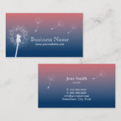 上品で青い及びピンクのたそがれのタンポポ 名刺 (正面/裏面)