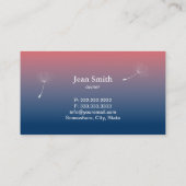 上品で青い及びピンクのたそがれのタンポポ 名刺 (裏面)