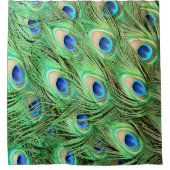 上品で鮮やかな孔雀の羽 シャワーカーテン (正面)