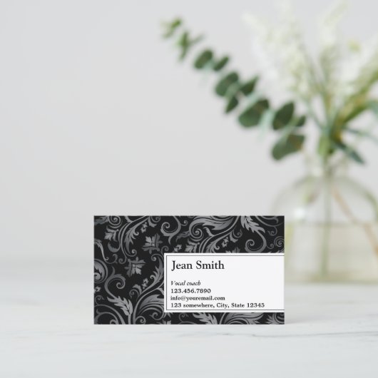 上品で黒いオーナメントの声コーチの名刺 名刺 (スタンド正面)