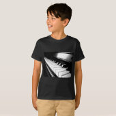 上品で黒く及び白いピアノ写真撮影 Tシャツ (正面フル)