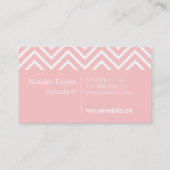 上品で、エレガントな、ピンク白いシェブロンパターン 名刺 (裏面)