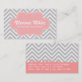 上品で、エレガントな、灰色白いシェブロンパターン 名刺 (正面/裏面)