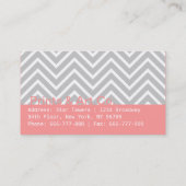 上品で、エレガントな、灰色白いシェブロンパターン 名刺 (裏面)