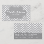 上品で、エレガントな、灰色白いシェブロンパターン 名刺 (正面/裏面)