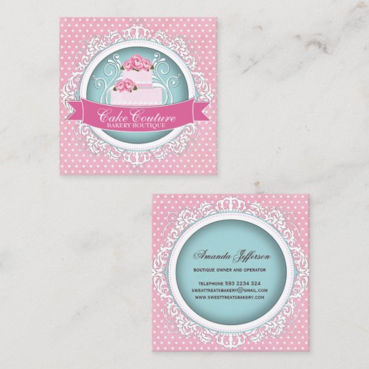 上品で、モダンなケーキデザイナー名刺 スクエア名刺 (正面/裏面)