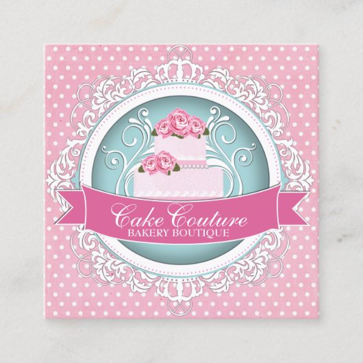 上品で、モダンなケーキデザイナー名刺 スクエア名刺 (正面)