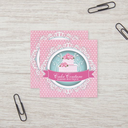 上品で、モダンなケーキデザイナー名刺 スクエア名刺 (正面/裏面インサイチュ)