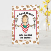 上品なおもしろい茶色の髪の漫画の母親のデイカード カード (黄色い花)