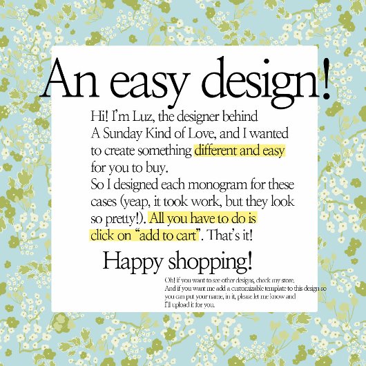 上品なかわいらしモノグラム赤ちゃんブルーフローラシック Case-Mate iPhoneケース