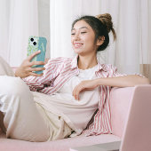 上品なかわいらしモノグラム赤ちゃんブルーフローラシック Case-Mate iPhoneケース