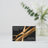 上品なはっきりしたモダン理容師ショップ名刺 名刺 (スタンド正面)