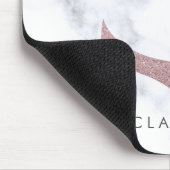 上品なばら色の金ゴールドのグリッターのいかり及び白い大理石 マウスパッド (コーナー)