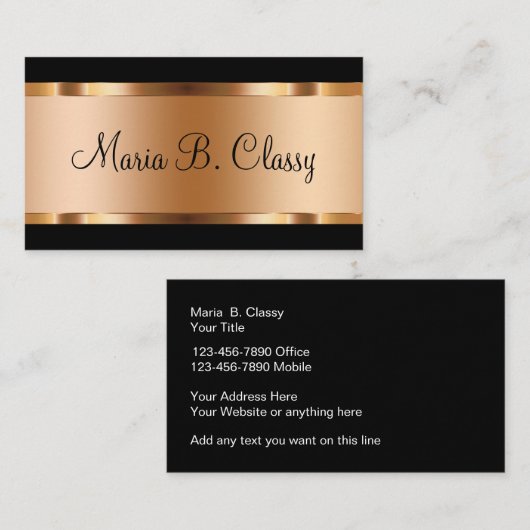 上品なばら色の金ゴールドのスタイルのデザイン 名刺 (正面/裏面)