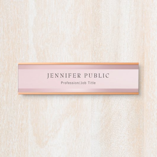 上品なばら色の金ゴールドのテンプレートのモダンのプロフェッショナル サインプレート (正面)
