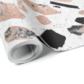 上品なばら色の金ゴールドのヴィンテージの大理石の抽象芸術のterrazzo ラッピングペーパー (ロールコーナー)