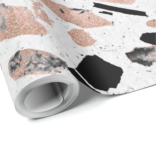 上品なばら色の金ゴールドのヴィンテージの大理石の抽象芸術のterrazzo ラッピングペーパー (ロールコーナー)