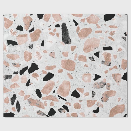 上品なばら色の金ゴールドのヴィンテージの大理石の抽象芸術のterrazzo ラッピングペーパー (フラット)