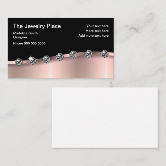 上品なばら色の金ゴールドの宝石のジュエリー 名刺 (正面/裏面)