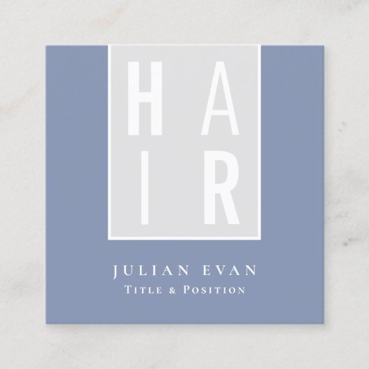 上品なほこりっぽいブルー美容師の名刺 スクエア名刺 (正面)