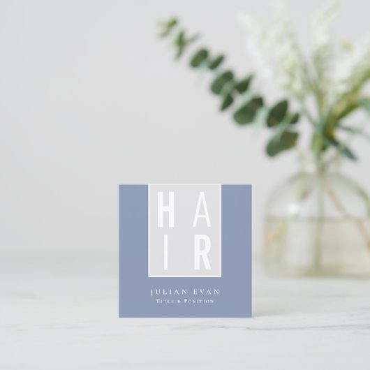 上品なほこりっぽいブルー美容師の名刺 スクエア名刺 (スタンド正面)